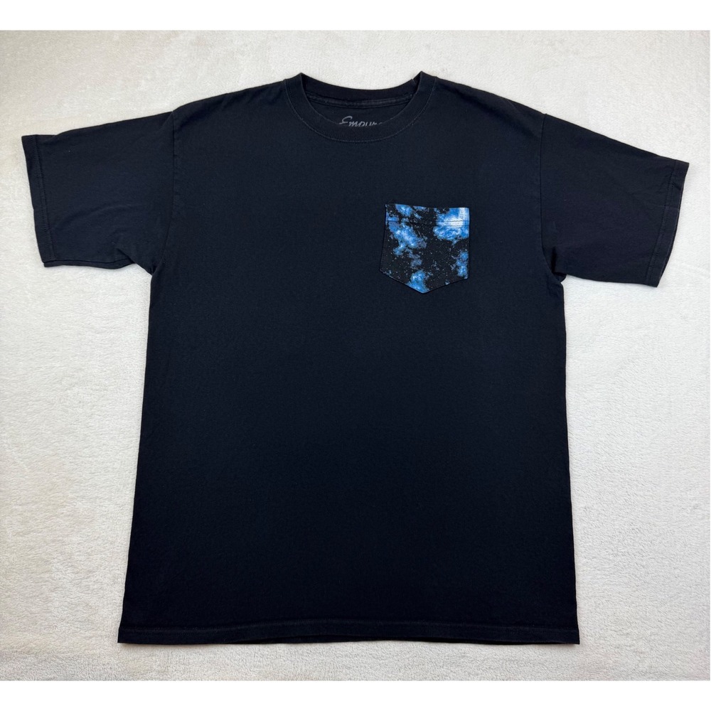 Empyre Worldwide Mens Large Black Pocket T-Shirt Galaxy Space Print Cotton Tee‎